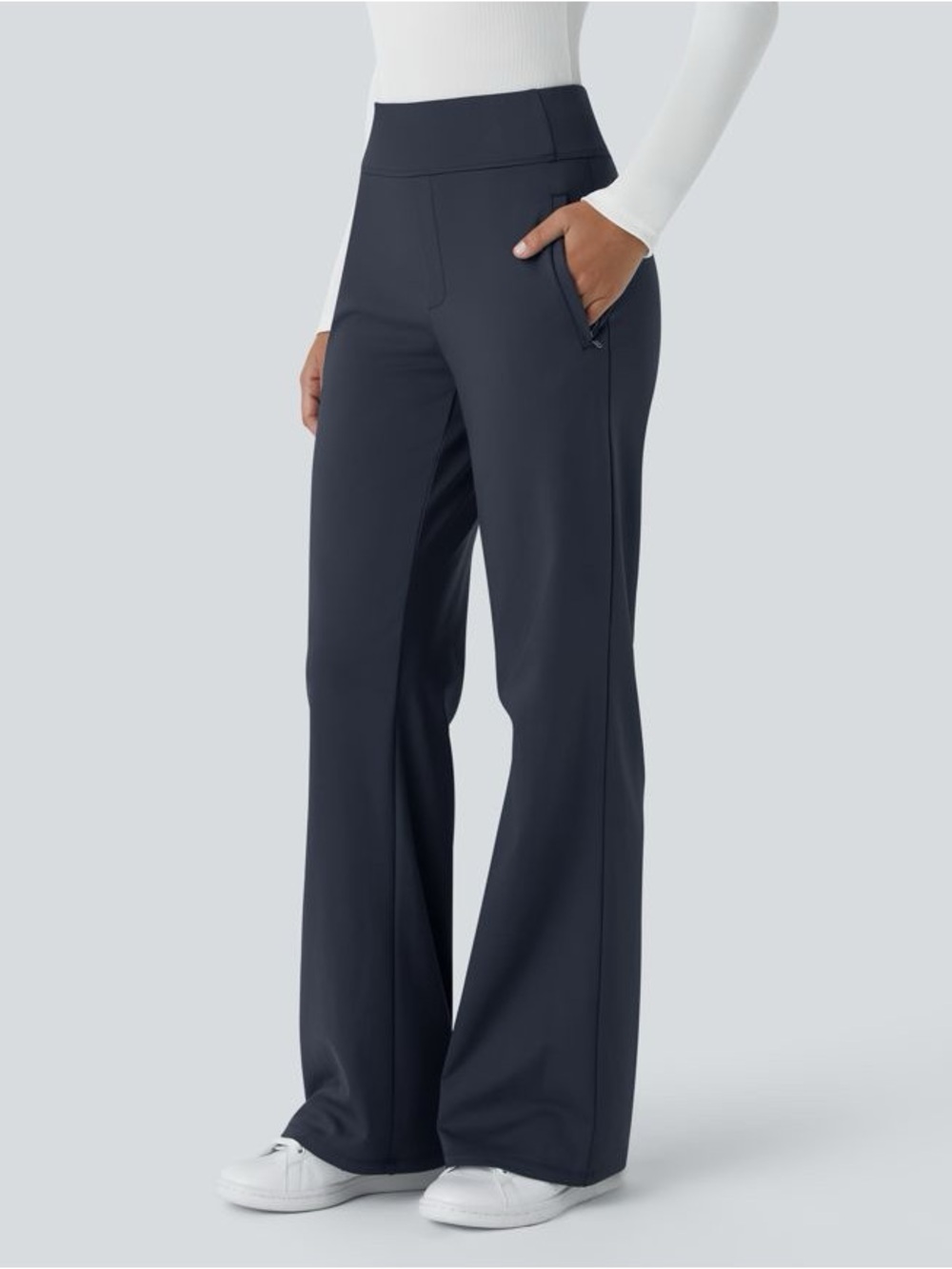 NWT Halara Flex™ DayStretch Mid Rise Side Zipper Pocket Work Flare Pants small